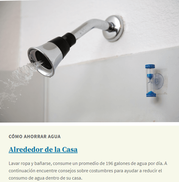 Spanish How to Save Water around the house Image Link
